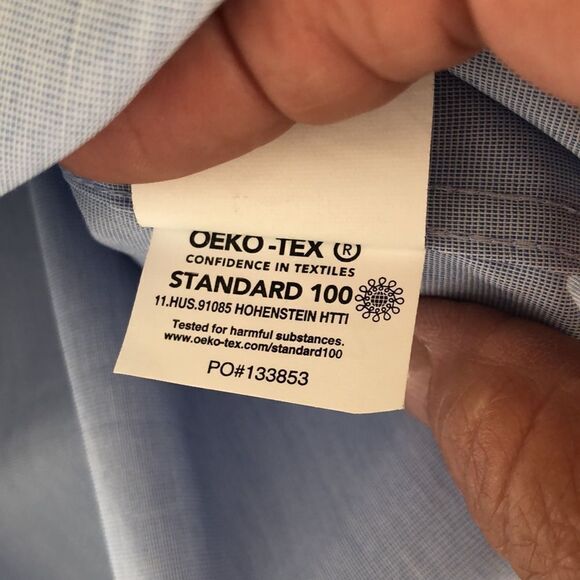 Reaction Kenneth Cole Long Sleeve Button Down Shirt Size 16.5 GUC Blue - Picture 6 of 8